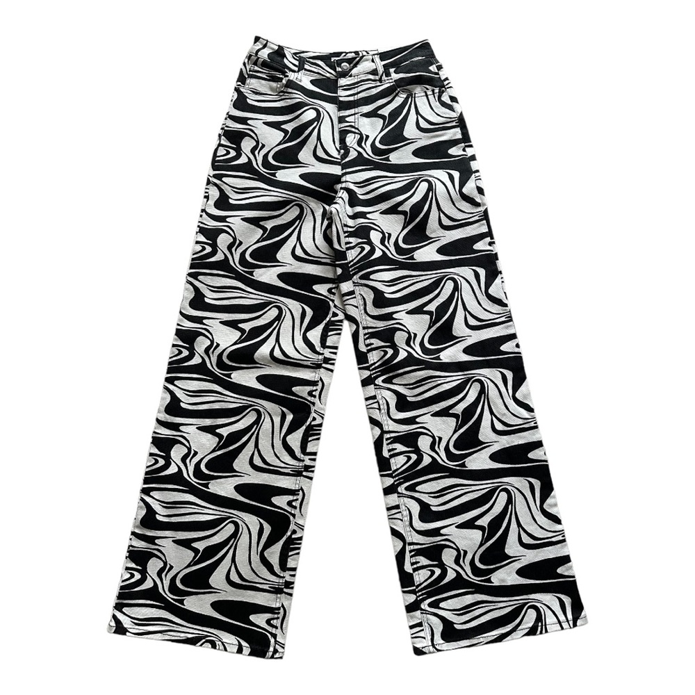SO Super High Rise Wide Leg Black Marble White Jeans 5/27W